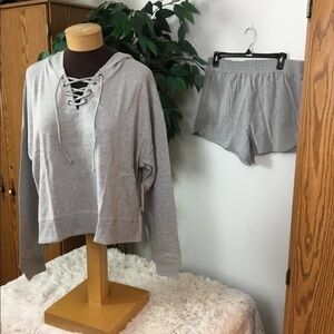 SO Gray XL lace up hoodie and high rise dolphin shorts both NWT
